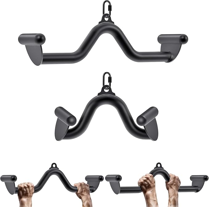 Kipika LAT Pull Down Bars Cable Machine Attachment, Rowing T-bar V-bar Set, Back Strength Training Handle Grips for Cable Machine Rowing Machine, 12" 20" 24" 28" 32" Five Sizes