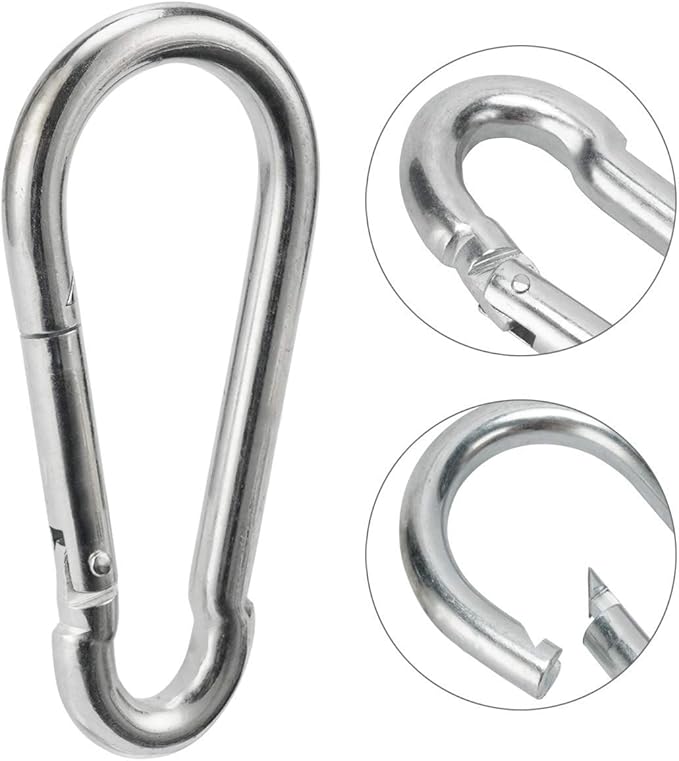 Carabiner Clip 4 Inch Spring Snap Hook Heavy Duty 2pcs 10x100mm for Hammock Punching Bags Swing Chairs Gym Equipment Camping Hiking