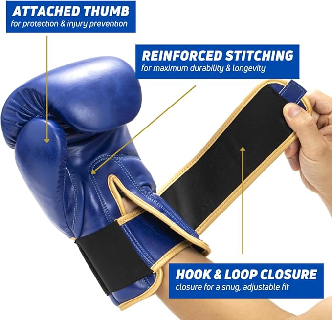 Boxing Gloves for Men & Women - Leather Gloves for Heavy Bag, Punching Bag,Muay Thai, MMA, Kickboxing, Gym Training, Sparring Pro-Style Guantes de Boxeo 12oz 14oz 16oz
