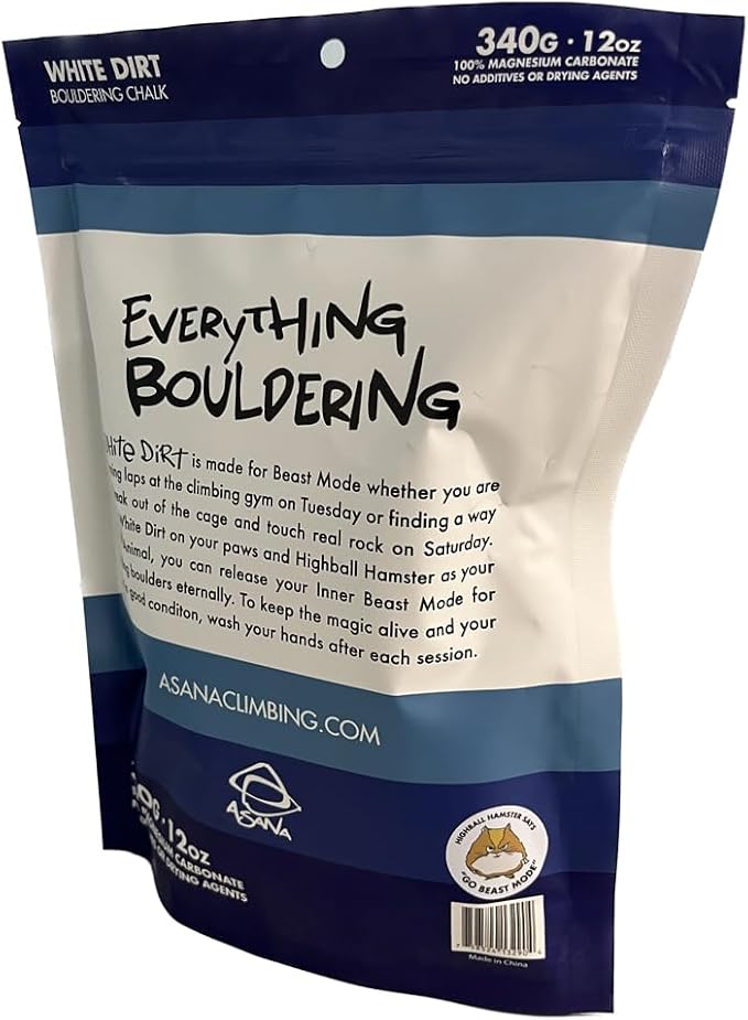 White Dirt Climbing Chalk (12oz/340g) 100% Pure Magnesium Carbonate for Rock Climbing and Bouldering - Gym Chalk for Gymnastics, Weightlifting, Sports and Other Athletic Activities - Loose and Chunky