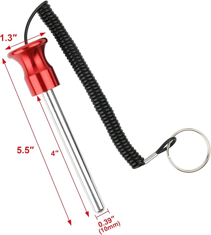 Cosmos Gym Weight Stack Pin Universal Replacement Selector Lock Pin Detent Hitch Pin, Tensile 3/8" Dia. & 4" Locking Space with Lanyard, for Gym Equipment Machine Weight Plate
