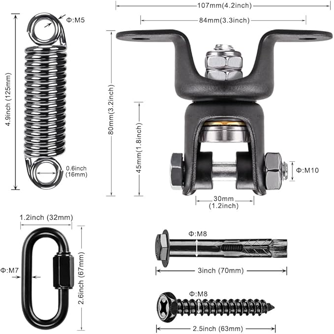 BeneLabel Boxing Bag Hanger with Spring,Heavy Duty Spring & Swivel Mount for Punching Bags, 360° Rotation, Easy to Install