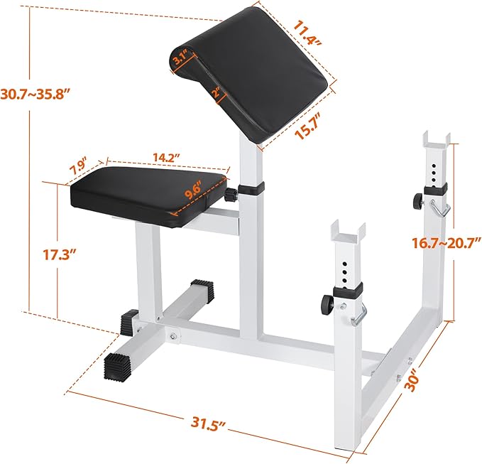 ANT MARCH Preacher Curl Weight Bench Seated Arm 450lLBS