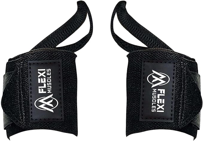 Wrist Wraps for Weightlifting (1 Pair) Heavy-Duty Wrist Straps with Thumb Loops - Adjustable Wrist Support for Powerlifting, Strength Training, Bodybuilding, and Gym Workouts