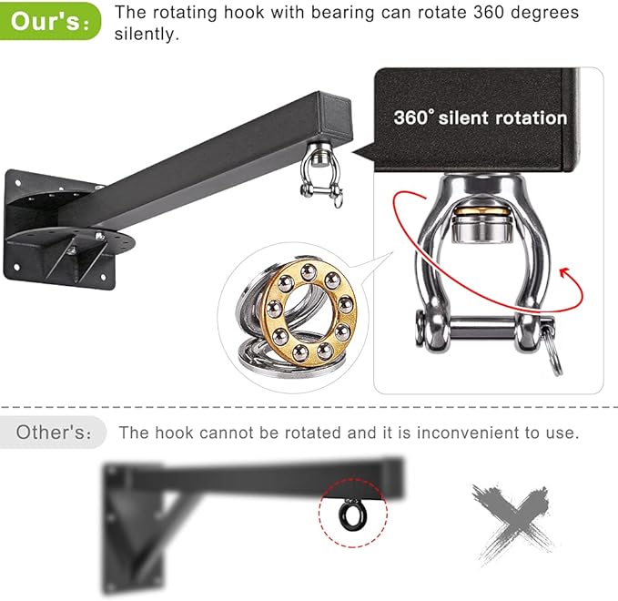 SELEWARE Wall Mount Heavy Bag Hanger Heavy Duty Punching Bag Hanger Adjustable Boxing Bag Bracket for Home Gym Indoor Outdoor Boxing, Muay Thai and MMA Training