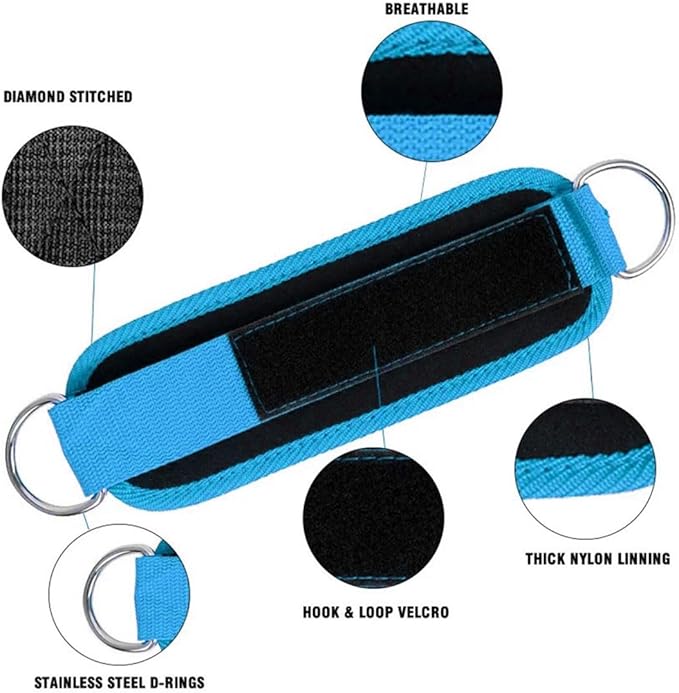 Ankle Straps Ankle Resistance Bands Wrist Cuffs Padded Straps Adjustable Fitness Glute Kickback D-Ring for Cable Machine Gym Foot Leg Training Brace Support 1 Pair