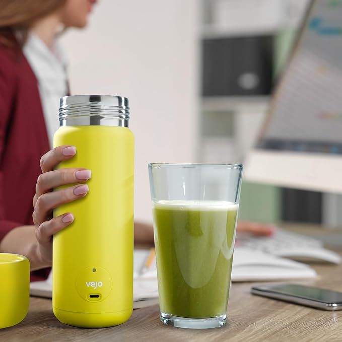 Vejo Personal Blender Powder-Powered Blending System | No Shaking | No Clumps | No Prep | Easy One-Button Design | USB Rechargeable Blender | Neon Pink