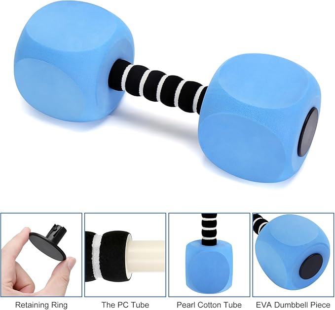 Water Dumbbells, 2Pack Aquatic Exercise Dumbbells, EVA Foam Barbells for Men Women Water Workouts