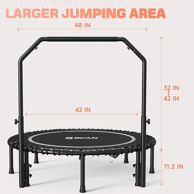 BCAN 450/550 LBS Foldable Mini Trampoline 40"/48"/50" Fitness