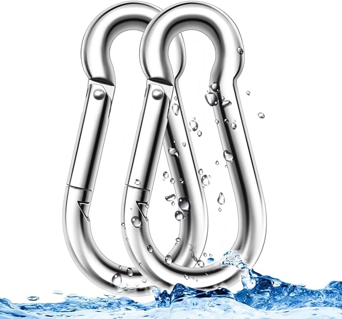 3.15 Inches 4 Inches Stainless Steel Carabiner for Gym Equipment Connection, EFFIET Heavy Duty Spring Snap Hook Clips Buckle for Gym Exercise, Punching Bags, Hiking, Camping