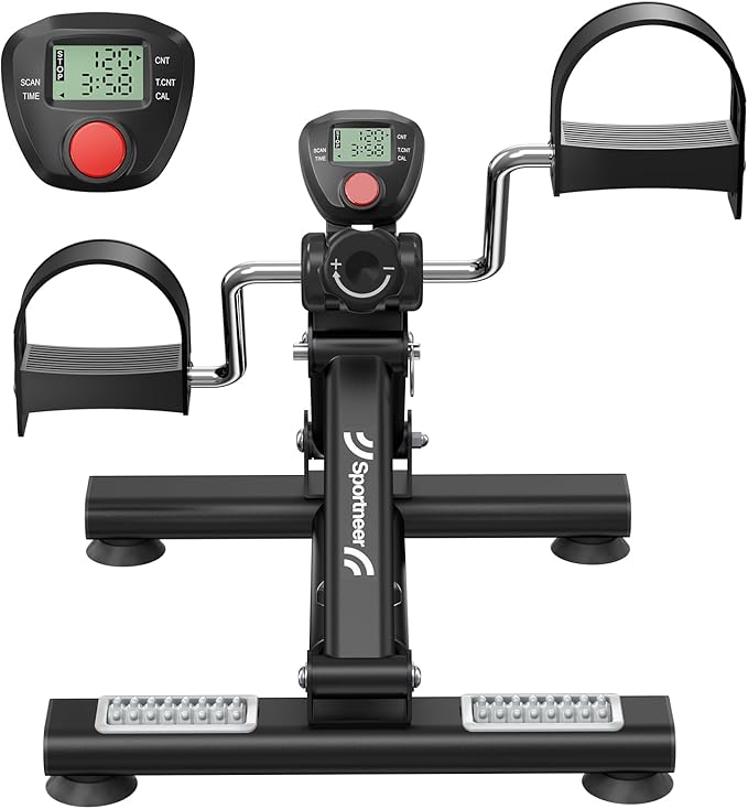 Sportneer Portable Under Desk Pedal Exerciser Low Resistance Exercise Bike Folding Indoor Exercise Pedal Machine Bike for Arm & Leg Under Desk Bike Leg Exercisers While Sitting for Home Office