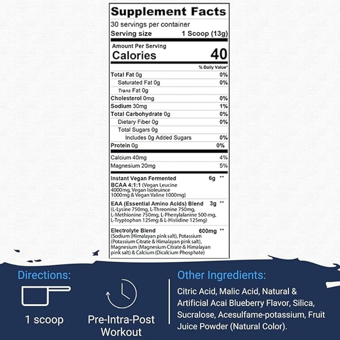 Gaspari Nutrition: Proven EAAs, Vegan Fermented EAAs, Enhances Recovery & Replenishes Electrolytes, Non-GMO (30 Servings, Blueberry Acai)