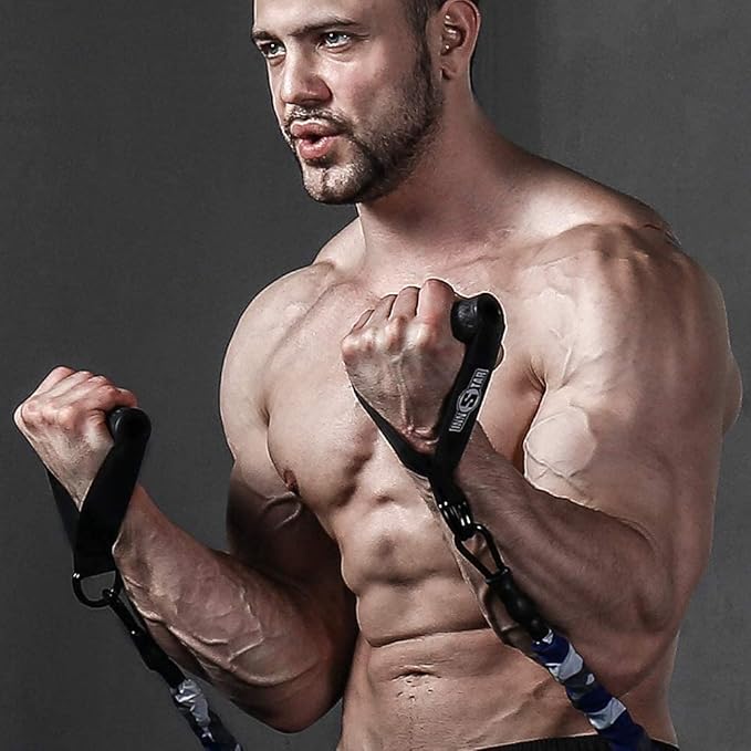 INNSTAR Upgraded Heavy Duty Exercise Handles, Cable Machine Attachments Resistance Bands With Solid ABS Core Grips, Fitness Strap Stirrup Handle Cable Attachment