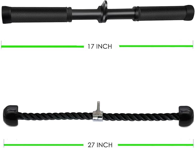 Kinglotus Cable Machine Attachment Straight Bar Tricep Rope Double D Handle for Home Gym Weight Equipment Accessories.
