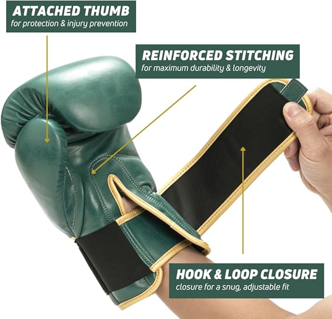 Boxing Gloves for Men & Women - Leather Gloves for Heavy Bag, Punching Bag,Muay Thai, MMA, Kickboxing, Gym Training, Sparring Pro-Style Guantes de Boxeo 12oz 14oz 16oz