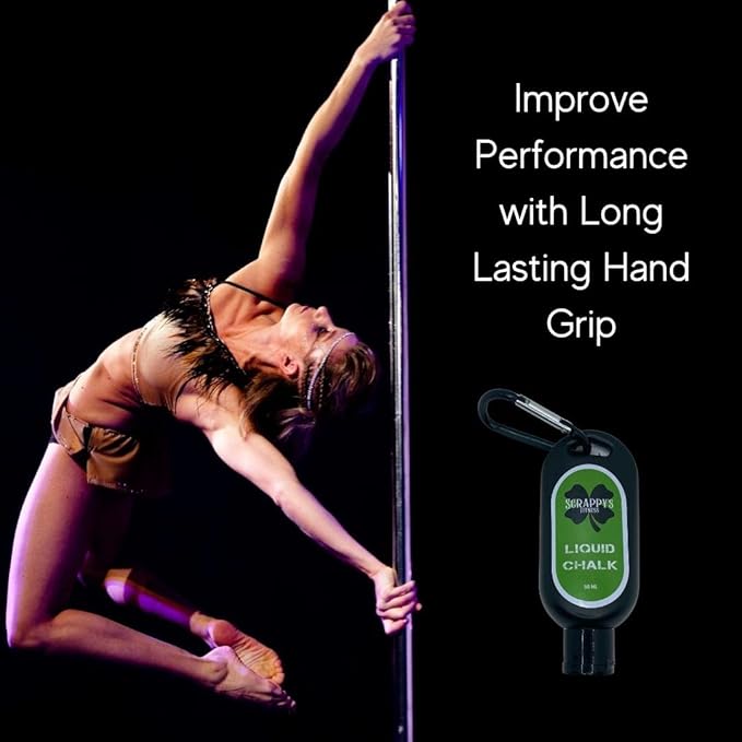 Scrappy's Fitness Liquid Chalk - Long Lasting, Premium Grip for Athletes - Weightlifting, Gymnastics, Rock Climbing, Pole Dancing & More - Travel Size with Clip - Quick Drying & Mess Free
