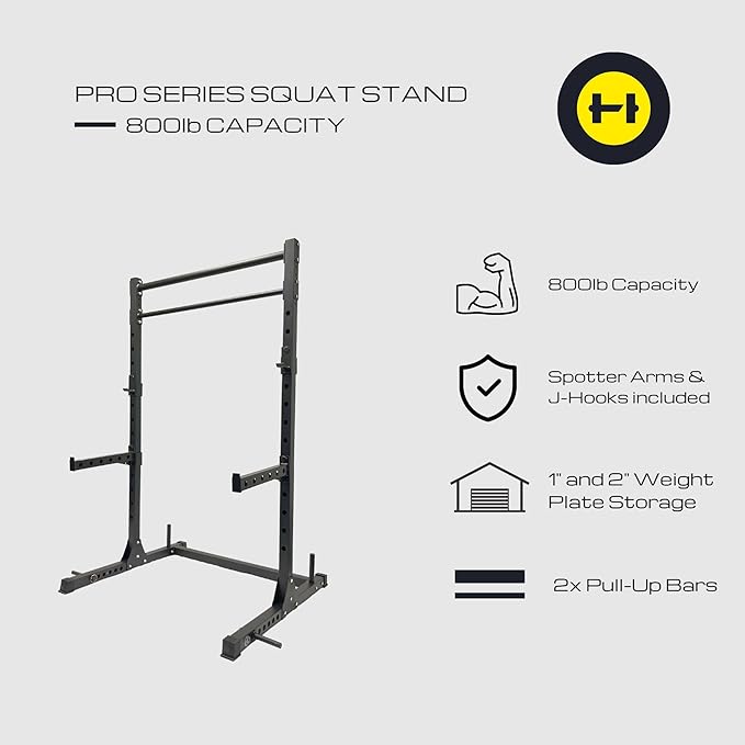 HulkFit Multi-Functional Adjustable Pro Series Power Cage Weight Rack, Squat Rack for Home Gym with 2 Pull Up Bars, Strength Training Exercise Equipment for Bench Press, Squats, and Deadlifts
