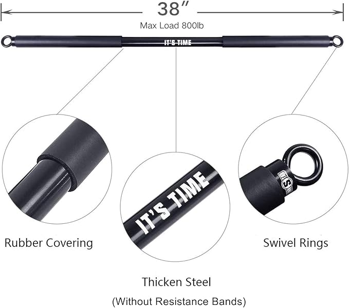 INNSTAR Home Gym Workout bar 38" Black Max 800lb for (Black-38'')