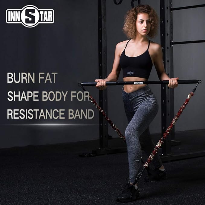 INNSTAR Home Gym Workout bar 38" Black Max 800lb for (Black-38'')