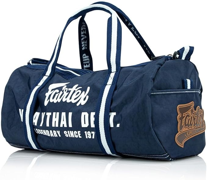 Fairtex BAG9 Retro Style Barrel Bag Thai Boxing Heavy Gym Bag Myay Thai MMA (Navy Blue)