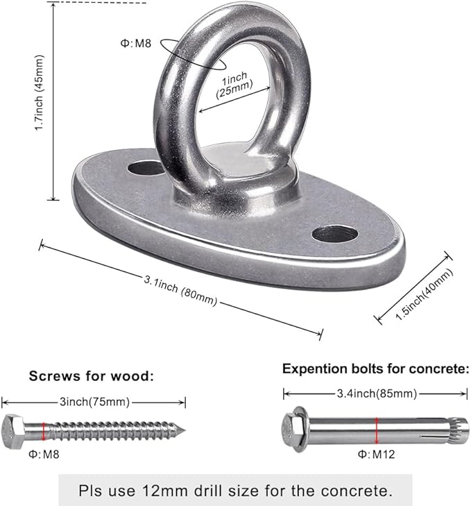 BeneLabel Wall Ceiling Mount Bracket for Suspension Strap Trainer, 2800lb Capacity, Body Weight Strength Training Systems, Aerial Yoga Swing, Resistance Band,Hammock,Battle Rope, Boxing Equipment