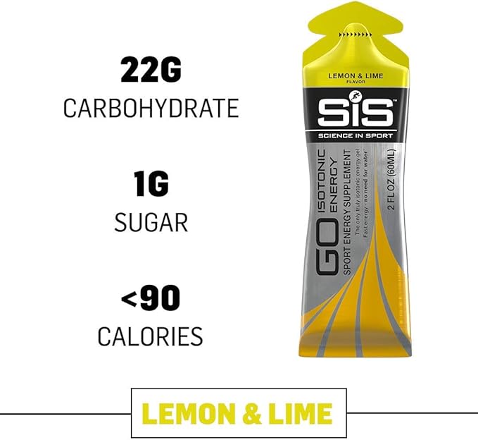 Science in Sport Energy Gel Pack, SIS Isotonic Energy Gel, 22g Fast Acting Carbs, Performance & Endurance Gels, Lemon & Lime Flavor - 2 Fl Oz (Pack of 6)