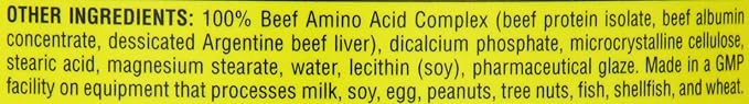 Universal Nutrition - 100% Beef Aminos -3g of Beef Protein Isolate for Recovery and Growth - 200 Tabs