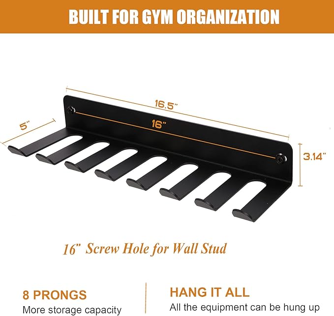 Multi-Purpose Storage Rack Resistance Bands Rack Gym Storage Rack Fitness Bands Rack Heavy Duty Rack for Resistance Bands, Straps, Jump Ropes, Foam Rollers, Chains, Weight Belts, Tools (M-17)