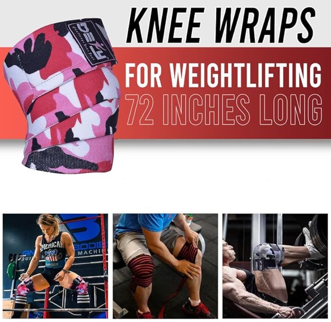 DEFY Sports' Knee Wraps for Weightlifting - Provides Knee Support for Powerlifting, Squats & Fitness Workouts
