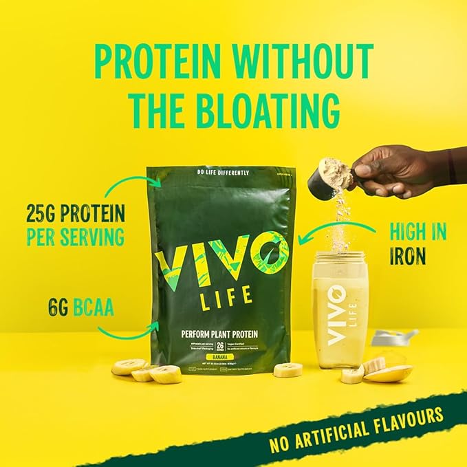 Vivo life Perform Plant Protein Powder - Salted Maca Caramel, Vegan, 7 Servings - 266g / 9.38oz, BCAA Pea & Hemp Blend
