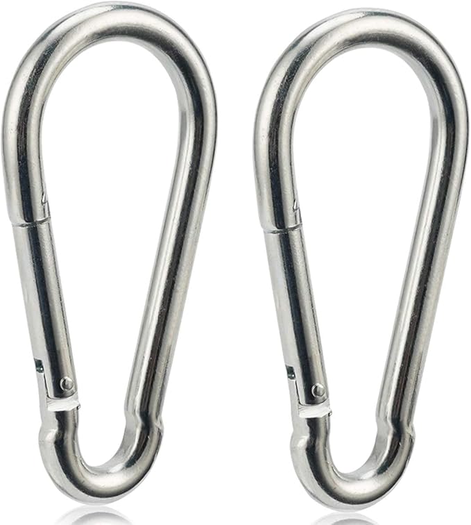 Carabiner Clip 4 Inch Spring Snap Hook Heavy Duty 2pcs 10x100mm for Hammock Punching Bags Swing Chairs Gym Equipment Camping Hiking