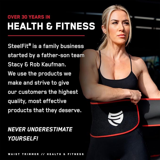 SteelFit Adjustable Waist Trimmer Belt for Intense Cardio | Latex-Free Neoprene Sweat Band with Moisture-Resistant Lining | Workout Enhancer for Fat Burning, Heat Retention | Durable Cardio Enhancer