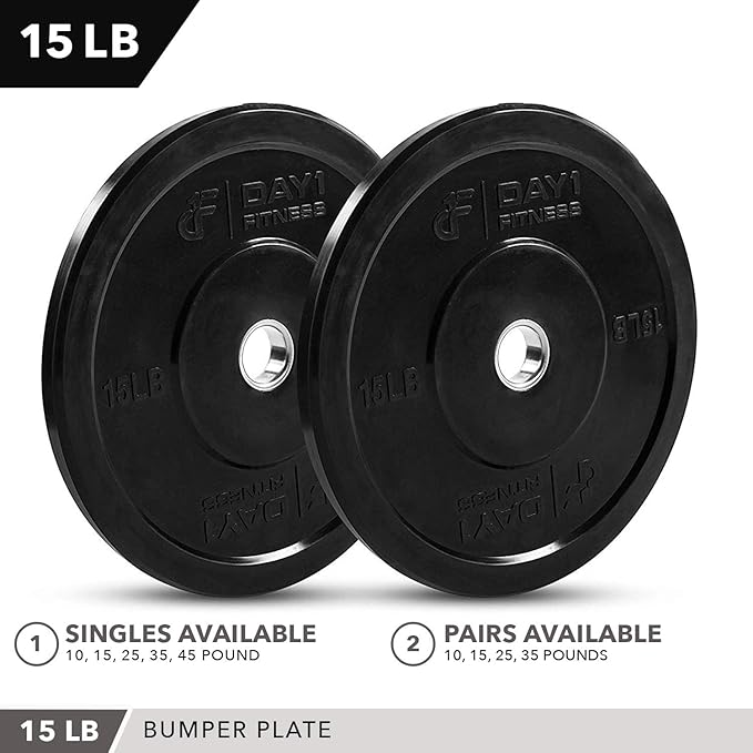 Day 1 Fitness Olympic Bumper Plate 2” – 5 Weight 10lbs to 45lbs -