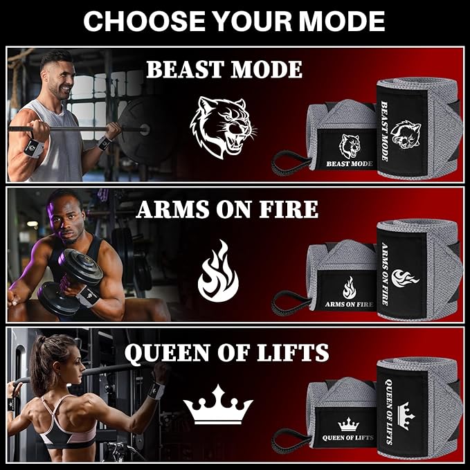 TECEUM Weightlifting 18" & 12" Wrist Wraps with Thumb Loop β Heavy Duty Wrist Workout Braces for Men and Women β Ideal for Powerlifting, Strength Training, Bodybuilding