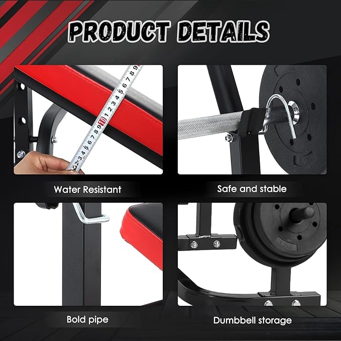 ISE Multi-Weight Bench Set with Squat Rack Training,800LBS