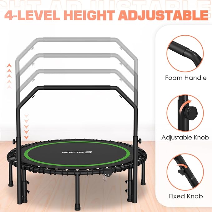 BCAN 450/550 LBS Foldable Mini Trampoline 40"/48"/50" Fitness