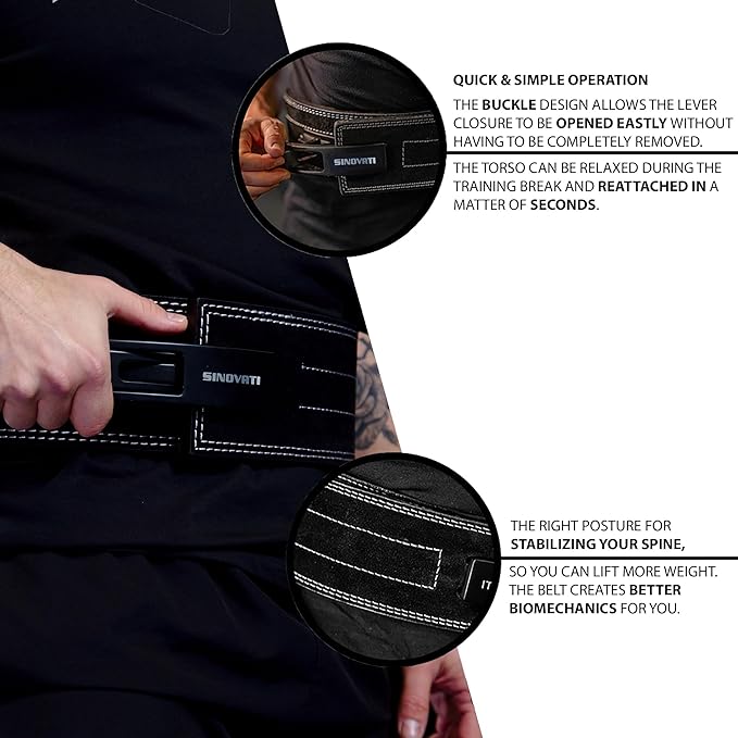 Weight-lifting belt for men with lever buckle 8.5cm / 10cm Height