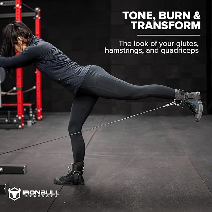 Iron Bull Strength Women's Kickback Ankle Strap for Cable Machines & Resistance Bands: Gym & Home Workout Cuff Attachment for Leg Extensions, Kickbacks, Hip Abductors - Booty Exercises