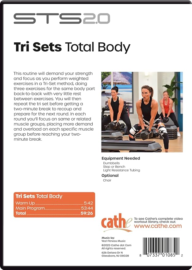 Cathe Friedrich's STS 2.0 Tri Sets Total Body Workout DVD For Women & Men - Use This Strength Training DVD To Tone and Sculpt Your Lower and Upper Body Muscles