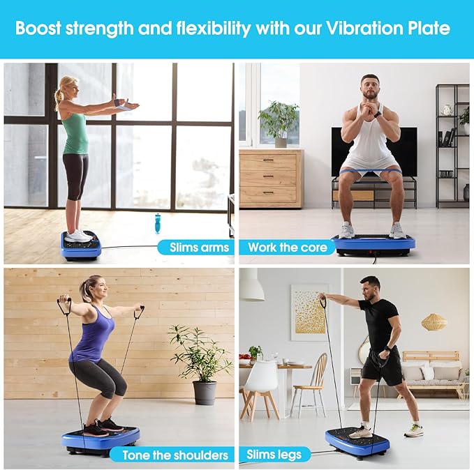 Vibration Plate Exercise Machine for Lymphatic Drainage,Softgym Power Vibrate Stand Shake Board 400 Lbs Capacity Whole Body Workout Waver with Fitness Resistance Bands Weight Loss Gifts for Women Men