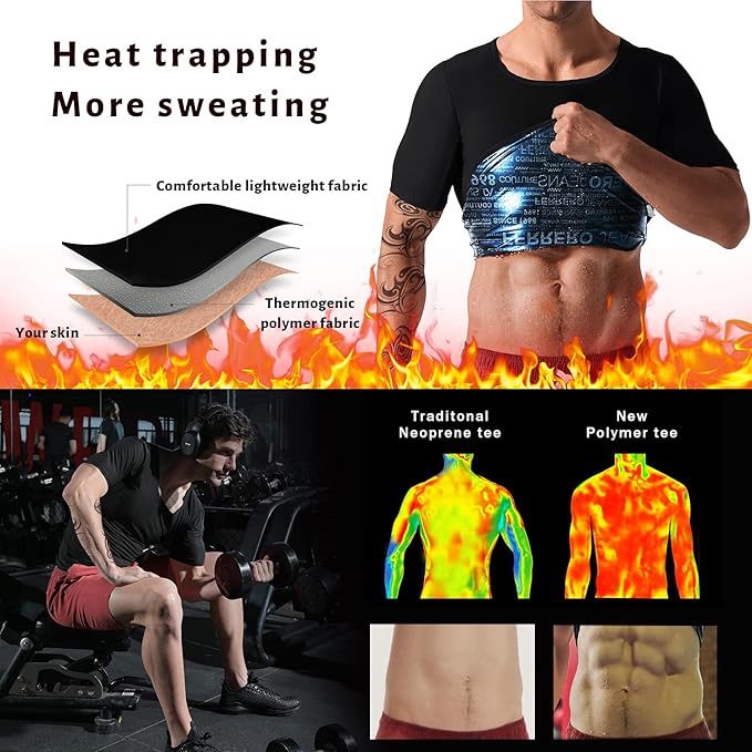 Men Sauna Shirt Sweat Suit Slimming Vest Workout