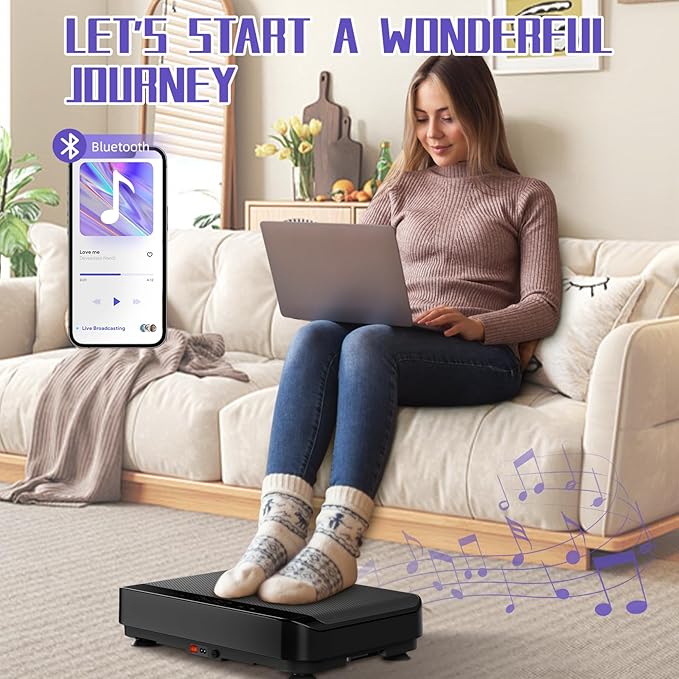 Vibration Plate Exercise Machine with Bluetooth for Lymphatic Drainage – 400lbs Capacity with 9 Preset Modes & 99 Speed Level, Home Gym Equipment for Whole Body Vibrating Workout, Weight Loss & Toning