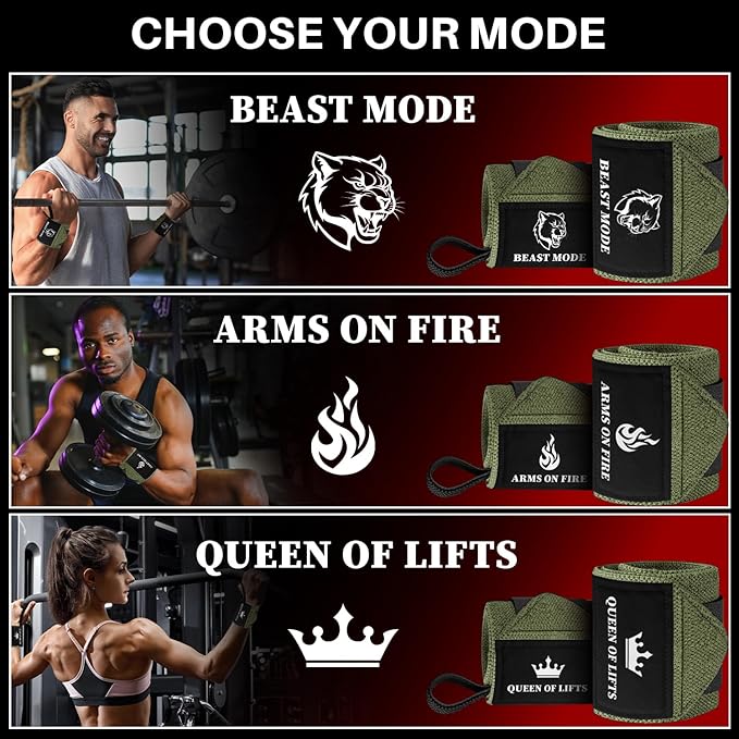 TECEUM Weightlifting 18" & 12" Wrist Wraps with Thumb Loop β Heavy Duty Wrist Workout Braces for Men and Women β Ideal for Powerlifting, Strength Training, Bodybuilding