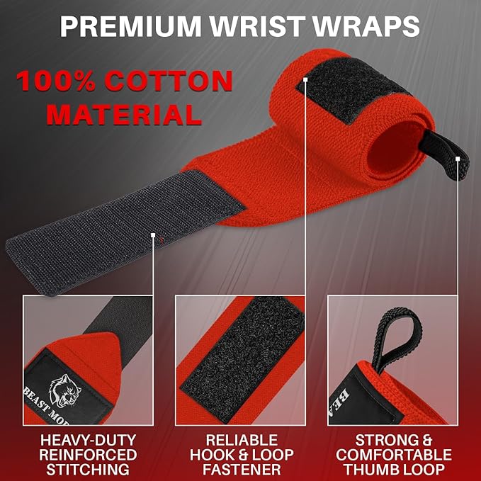 TECEUM Weightlifting 18" & 12" Wrist Wraps with Thumb Loop β Heavy Duty Wrist Workout Braces for Men and Women β Ideal for Powerlifting, Strength Training, Bodybuilding