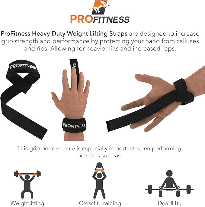 ProFitness Weight Lifting Straps: Heavy Duty Strap Improves