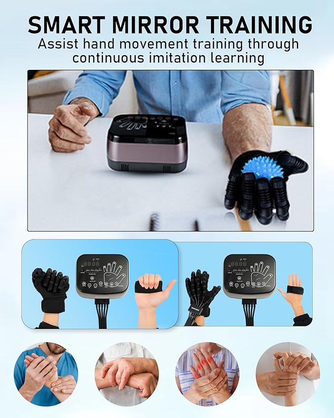 Rehabilitation Robot Gloves, Stroke Hand Therapy Equipment, Upgrade Heated Rehabilitation Gloves, Hand and Fingers Strength Training Device for Hemiplegia Stroke Arthritis Patients