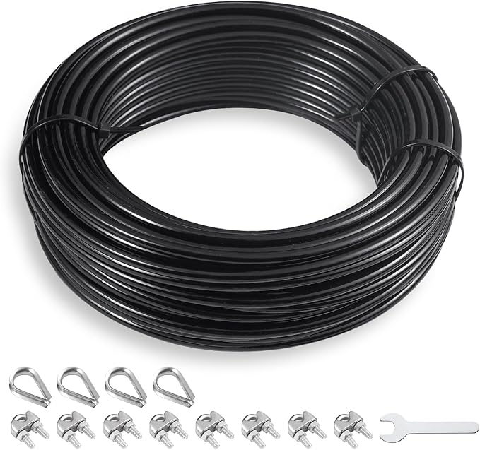SERTT Replacement Cable for Pulley Cable Machine, Pulley Cable for DIY Home Gym, Wire Rope Length 32.8/65.6/98.4 Ft for Weight Lift Pulley System, Gym Steel Cable, Thick 5mm, TPU Coated