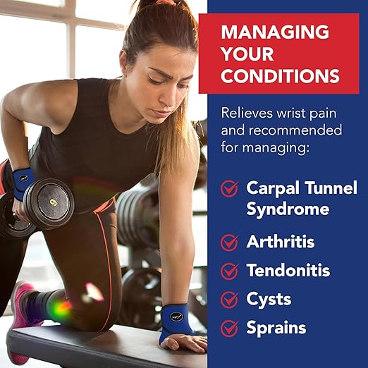 Doctor Developed Wrist Brace - Wrist wrap for Carpal Tunnel Arthritis,Tendonitis, Hand Support - Ideal for Fitness, Weightlifting - Handbook included (Blue, 2 Pack)