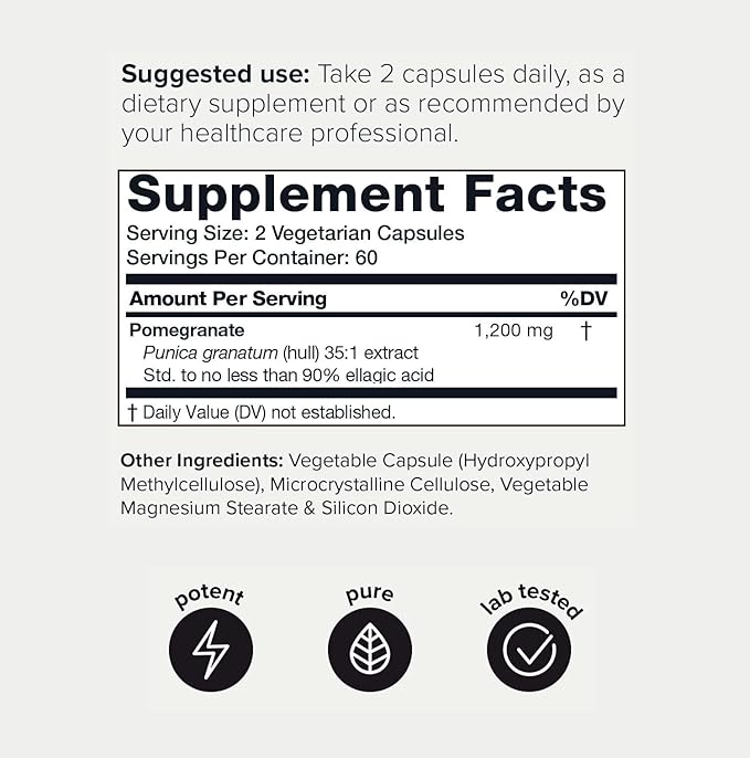 Toniiq 42,000mg 35x Concentrated Ultra High Strength Pomegranate Supplement - 90% Ellagic Acid - 2 Month Supply Capsules - Highly Concentrated Pomegranate Extract Vegetarian Capsules
