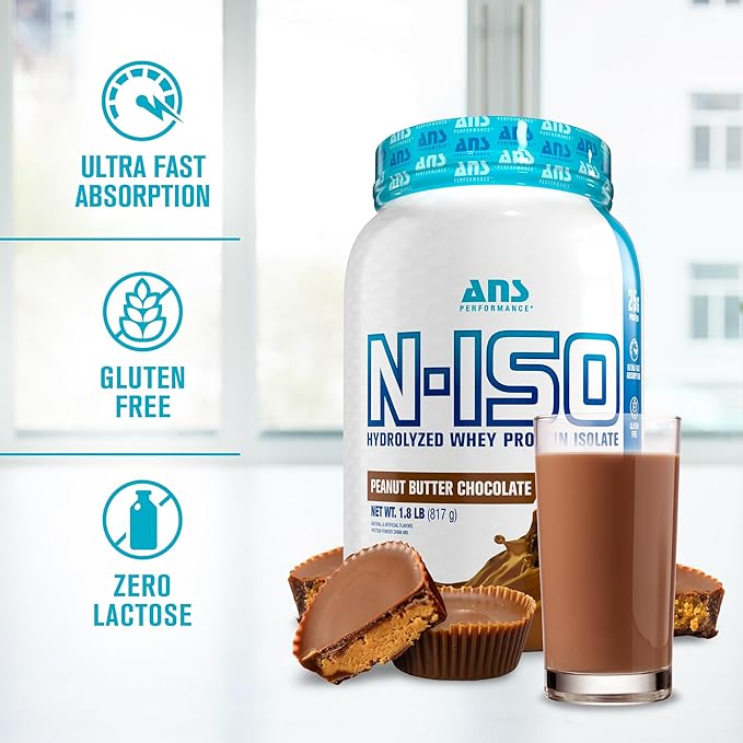 100% Pure Hydrolyzed Whey Isolate Protein + BCAAs - 25g of Protein - Peanut Free, Gluten Free, Zero Lactose (Peanut Butter Chocolate, 1.8 lb)